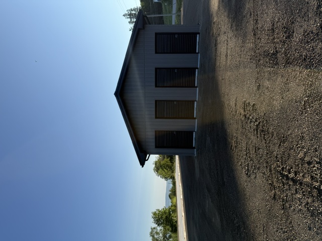 Side view of storage building