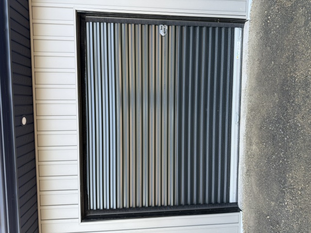 Close-up of a roll-up storage door
